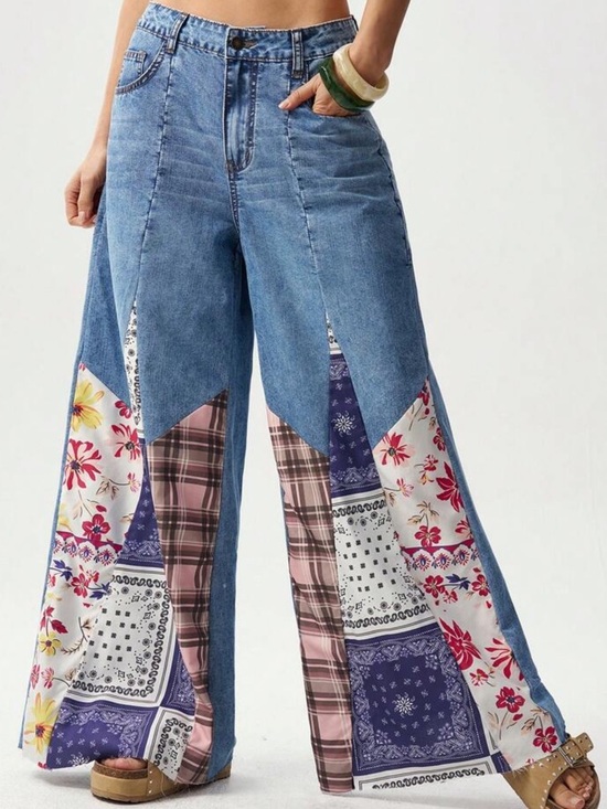 Delilah Wear Denim - DELILAH Wide leg patchwork denim
Jeans